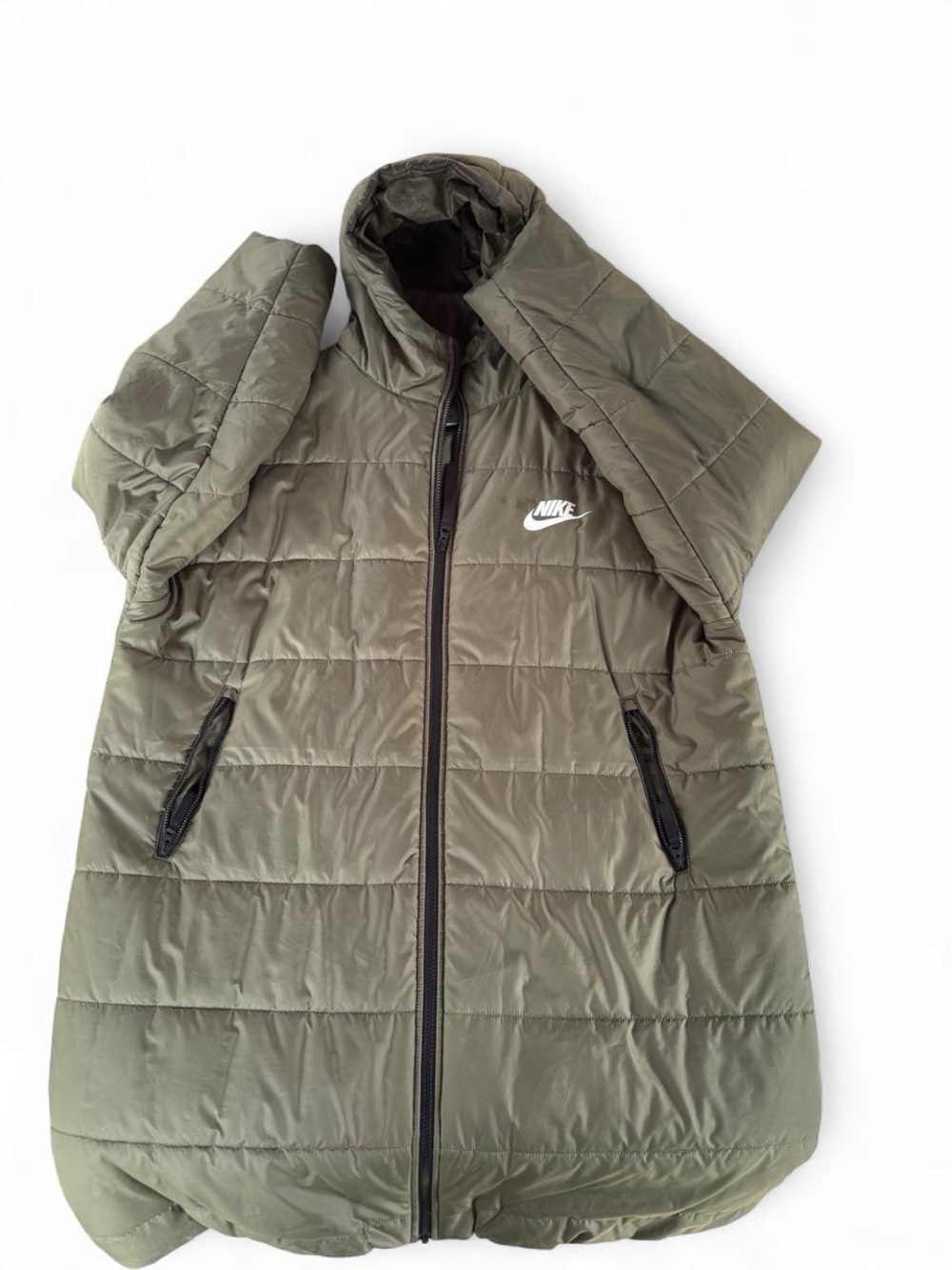 Nike Long Therma Fit Jacket Olive Green Down Full Zipped